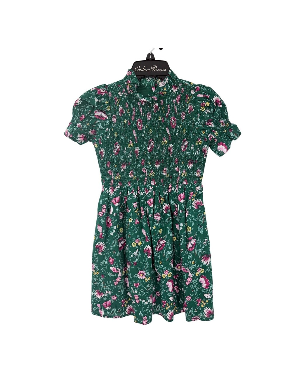Janie and Jack Girls 8 Dress Enchanted Forest Hannah Smoked Cotton Green NWT